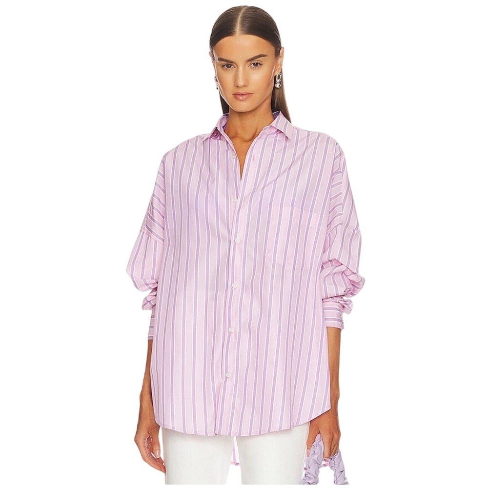 Blanca Georgia Shirt Pink Purple Striped Oversized Button Down Long Sleeve S/M
